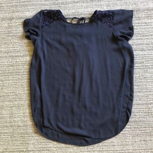 Loft Gray Blouse with Lace